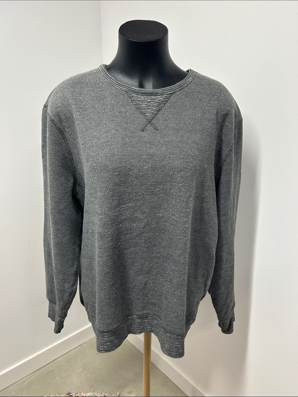 JACHS NY Dark Grey Heathered Crewneck Sweatshirt Fleece Pullover Sweater XL